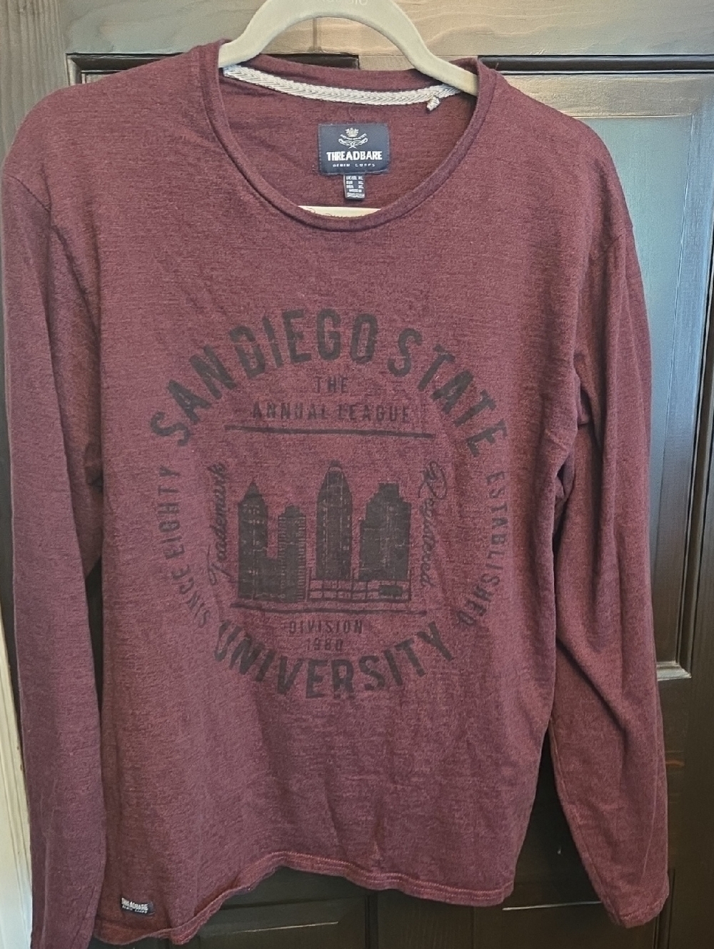 Threadbare Maroon 'San Diego State University' Graphic Long Sleeve Tee